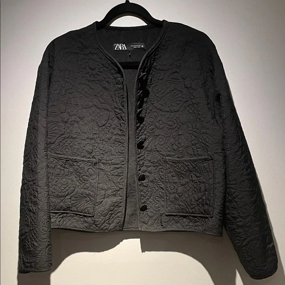 NWOT Zara Women's Black Textured Jacket - Picture 3 of 14